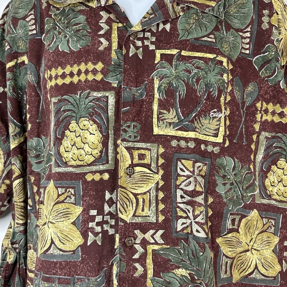 Vtg Eddie D Hawaiian Shirt Mens Palm Trees Pineapples Hibiscus 5XB Short Sleeve - Picture 3 of 7